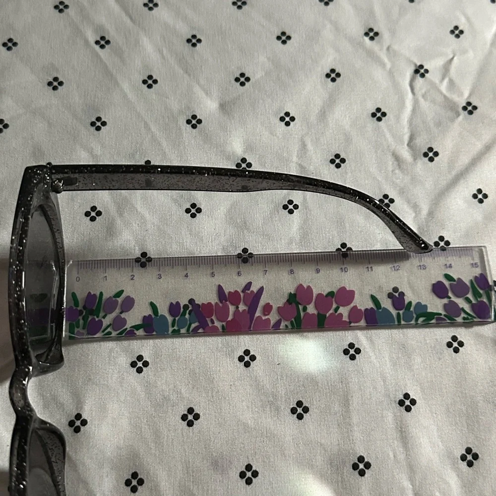 Glittery Black Sunglasses with Gradient Rainbow Lenses - Picture 3 of 4